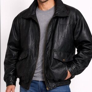 Flight Path Vintage 90s Genuine Black Leather Bomber Jacket Men’s M